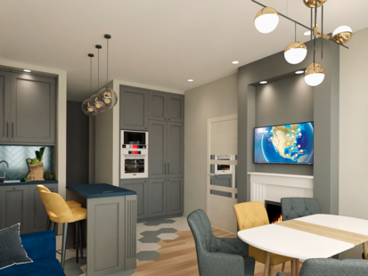 Фото № 4: Дизайн-проект четырехкомнатной квартиры 95.19  м² Стиль Американская Классика для ЖК Московский