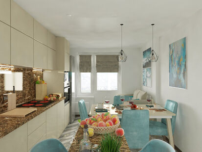 Фото № 1: Дизайн-проект двухкомнатной квартиры 62.62  м² Стиль Контемпорари для ЖК Гринада