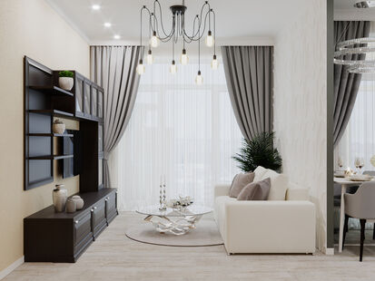 Фото № 3: Дизайн-проект однокомнатной квартиры 40.3  м² Стиль Современная классика для ЖК Испанские Кварталы