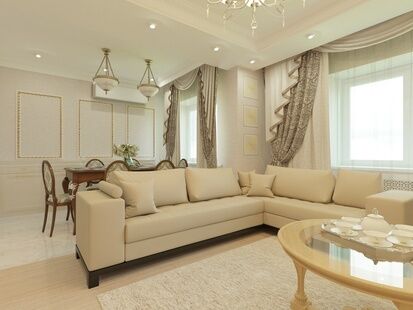 Фото № 2: Дизайн-проект двухкомнатной квартиры 72.3  м² Стиль Классика для ЖК Московский