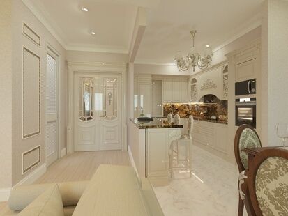 Фото № 3: Дизайн-проект двухкомнатной квартиры 72.3  м² Стиль Классика для ЖК Московский