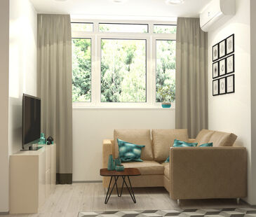 Фото № 3: Дизайн-проект двухкомнатной квартиры 41.38  м² Стиль Контемпорари для ЖК Город