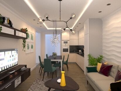 Фото № 5: Дизайн-проект трехкомнатной квартиры 81.0  м² Стиль Модернизм для ЖК Московский