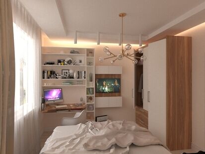 Фото № 2: Дизайн-проект трехкомнатной квартиры 81.0  м² Стиль Модернизм для ЖК Московский