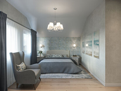 Фото № 1: Дизайн-проект трехкомнатной квартиры 69.3  м² Стиль Американская классика для этажа частного дома