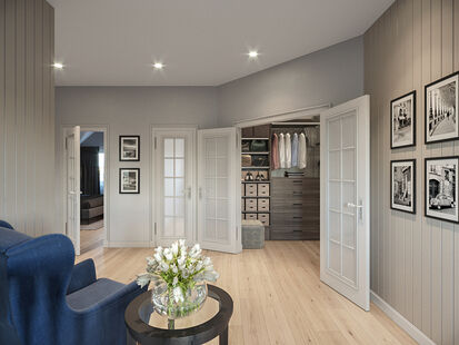 Фото № 4: Дизайн-проект трехкомнатной квартиры 69.3  м² Стиль Американская классика для этажа частного дома