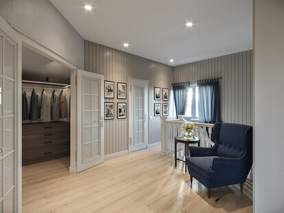 Фото № 5: Дизайн-проект трехкомнатной квартиры 69.3  м² Стиль Американская классика для этажа частного дома