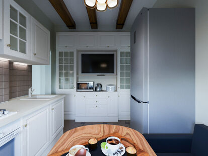 Фото № 3: Дизайн-проект кухни 9.89  м² Стиль Прованс для ЖК Московский