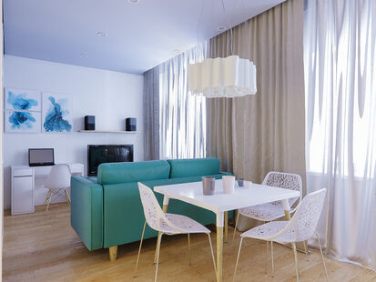 Фото № 1: Дизайн-проект двухкомнатной квартиры 39.6  м² Стиль Модернизм для ЖК Зеленые Аллеи