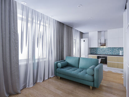 Фото № 4: Дизайн-проект двухкомнатной квартиры 39.6  м² Стиль Модернизм для ЖК Зеленые Аллеи