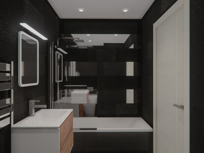 Фото № 3: Дизайн-проект двухкомнатной квартиры 39.6  м² Стиль Модернизм для ЖК Зеленые Аллеи