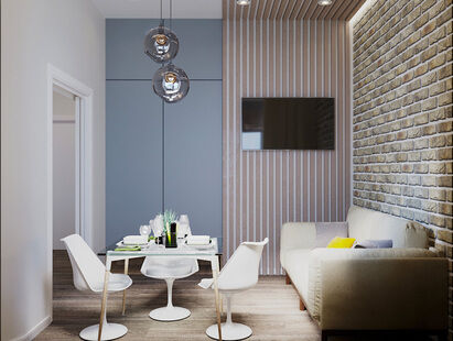 Фото № 5: Дизайн-проект трехкомнатной квартиры 71.39  м² стиль Контемпорари для ЖК Московский