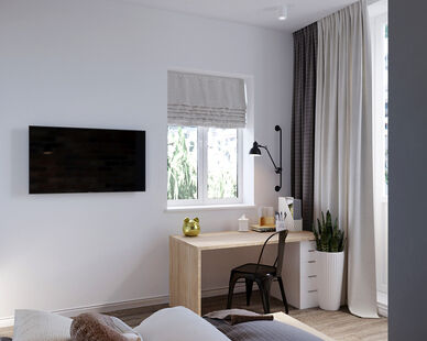 Фото № 2: Дизайн-проект трехкомнатной квартиры 71.39  м² стиль Контемпорари для ЖК Московский