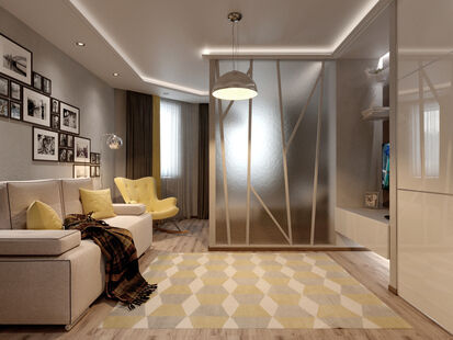 Фото № 3: Дизайн-проект спальни 21.0  м² Стиль Модернизм для ЖК Московский