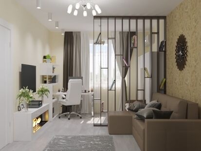 Фото № 3: Дизайн-проект однокомнатной квартиры 42.32  м² Стиль Модернизм для ЖК Московский