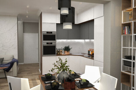 Фото № 5: Дизайн-проект двухкомнатной квартиры 69.27  м² стиль Контемпорари для ЖК Московский