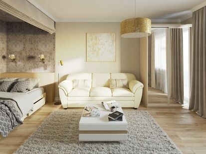 Фото № 4: Дизайн-проект однокомнатной квартиры 46.88  м² Стиль Современная классика для ЖК Московский