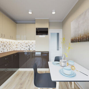 Фото № 5: Дизайн-проект однокомнатной квартиры 46.88  м² Стиль Современная классика для ЖК Московский