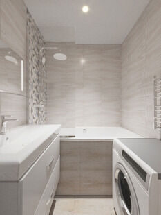 Фото № 3: Дизайн-проект однокомнатной квартиры 46.88  м² Стиль Современная классика для ЖК Московский