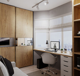 Фото № 4: Дизайн-проект четырехкомнатной квартиры 65.5  м² Стиль Модернизм для ЖК Московский