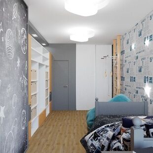 Фото № 3: Дизайн-проект детской 23.16  м² стиль Контемпорари для ЖК Московский