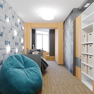 Фото № 2: Дизайн-проект детской 23.16  м² стиль Контемпорари для ЖК Московский