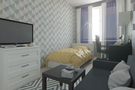 Фото № 4: Дизайн-проект трехкомнатной квартиры 111.11  м² стиль Контемпорари для ЖК Московский