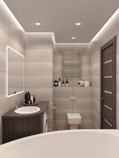 Фото № 1: Дизайн-проект ванной 4.71  м² Стиль Контемпорари для ЖК Московский