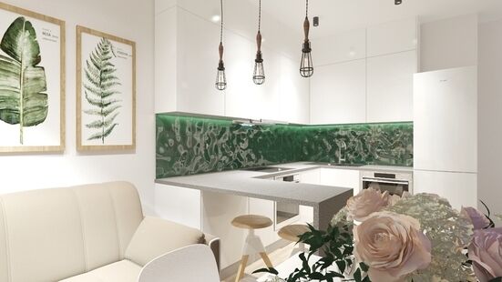 Фото № 4: Дизайн-проект однокомнатной квартиры 37.0  м² Стиль Фьюжн для ЖК Московский