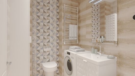 Фото № 3: Дизайн-проект однокомнатной квартиры 37.0  м² Стиль Фьюжн для ЖК Московский