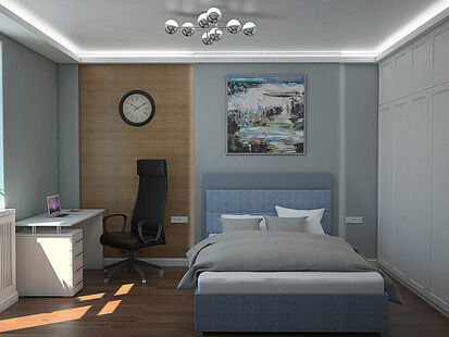 Фото № 4: Дизайн-проект однокомнатной квартиры 50.4  м² Стиль Модернизм для ЖК Московский