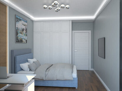 Фото № 2: Дизайн-проект однокомнатной квартиры 50.4  м² Стиль Модернизм для ЖК Московский