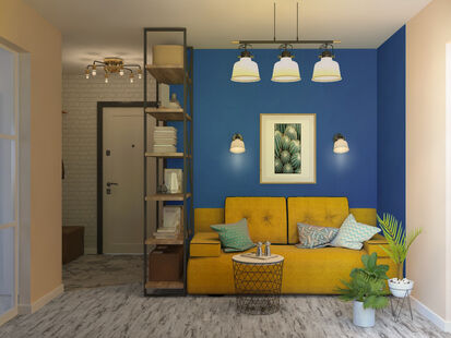 Фото № 4: Дизайн-проект двухкомнатной квартиры 37.5  м² Стиль Фьюжн для ЖК Московский