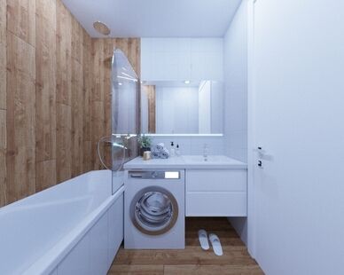 Фото № 5: Дизайн-проект однокомнатной квартиры 23.77  м² Скандинавский стиль для ЖК Московский