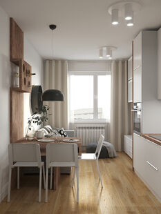 Фото № 4: Дизайн-проект однокомнатной квартиры 42.3  м² Стиль Контемпорари для ЖК Космосстар