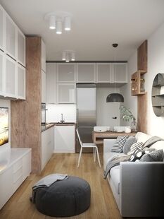 Фото № 5: Дизайн-проект однокомнатной квартиры 42.3  м² Стиль Контемпорари для ЖК Космосстар