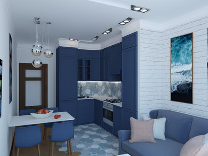 Фото № 1: Дизайн-проект трехкомнатной квартиры 102.96  м² стиль Современная классика для ЖК Московский