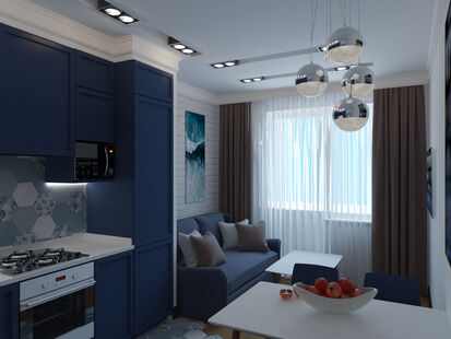 Фото № 6: Дизайн-проект трехкомнатной квартиры 102.96  м² стиль Современная классика для ЖК Московский