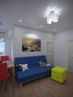 Фото № 4: Дизайн-проект двухкомнатной квартиры 54.9  м² стиль Фьюжн для ЖК Московский