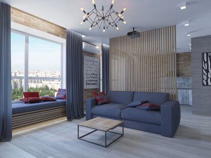 Фото № 1: Дизайн-проект квартиры-студии 30.8  м² Стиль Прованс для ЖК Новокрасково