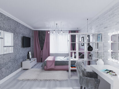 Фото № 3: Дизайн-проект однокомнатной квартиры 32.62  м² Стиль Контемпорари для ЖК Московский