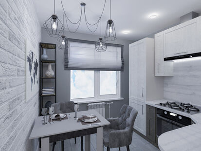 Фото № 2: Дизайн-проект однокомнатной квартиры 32.62  м² Стиль Контемпорари для ЖК Московский