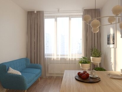 Фото № 4: Дизайн-проект трехкомнатной квартиры 80.5  м² Стиль Контемпорари для ЖК Московский