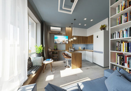 Фото № 1: Дизайн-проект квартиры-студии 26.5  м² Стиль хай-тек для ЖК Московский