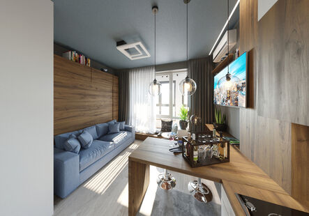 Фото № 3: Дизайн-проект квартиры-студии 26.5  м² Стиль хай-тек для ЖК Московский