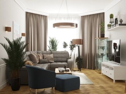 Фото № 4: Дизайн-проект трехкомнатной квартиры 112.7  м² Стиль Американская классика для ЖК Московский