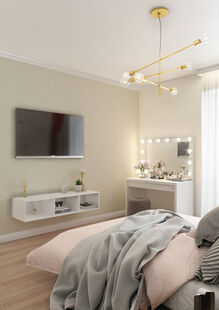 Фото № 2: Дизайн-проект однокомнатной квартиры 55.3  м² Стиль Современная классика для ЖК Московский