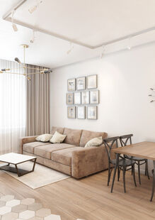 Фото № 3: Дизайн-проект однокомнатной квартиры 55.3  м² Стиль Современная классика для ЖК Московский