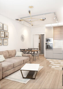 Фото № 5: Дизайн-проект однокомнатной квартиры 55.3  м² Стиль Современная классика для ЖК Московский