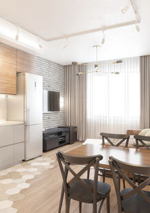 Фото № 4: Дизайн-проект однокомнатной квартиры 55.3  м² Стиль Современная классика для ЖК Московский